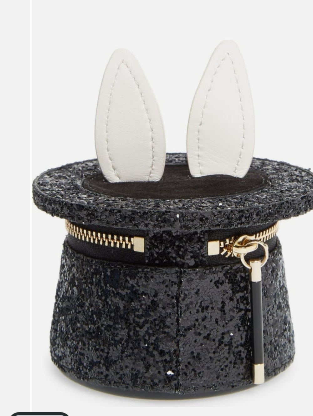 kate spade black glitter rabbit-ear coin purse with pink ears - Picture 2 of 5